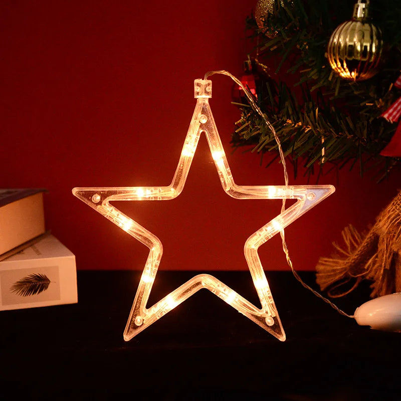 Christmas LED Snowflake Santa Deer Window Sucker Lamp Ornament Christmas LED Ornament Babs Star