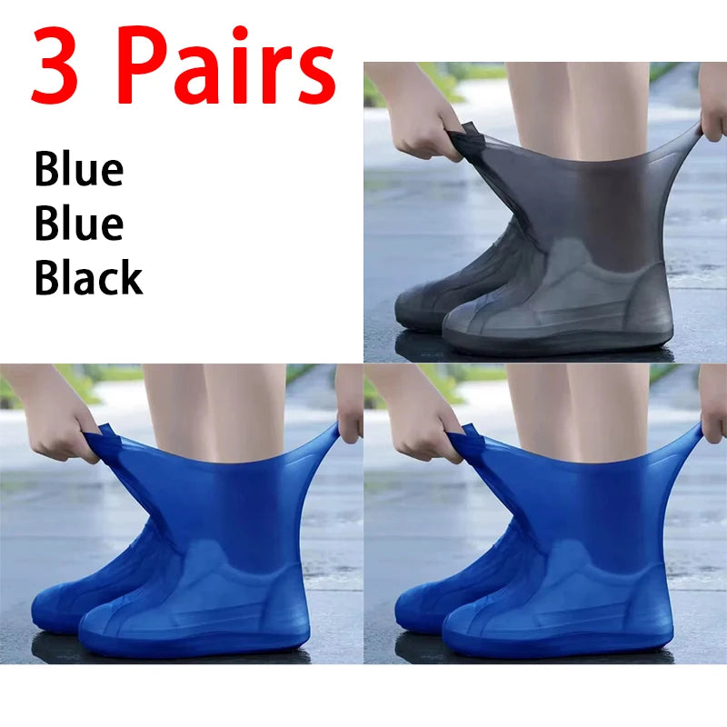 Waterproof Silicone Rain Shoe Covers – Rubber Boot Protectors Waterproof Shoe Covers Babs 3pcs-2Blue 1Black (39-46)General