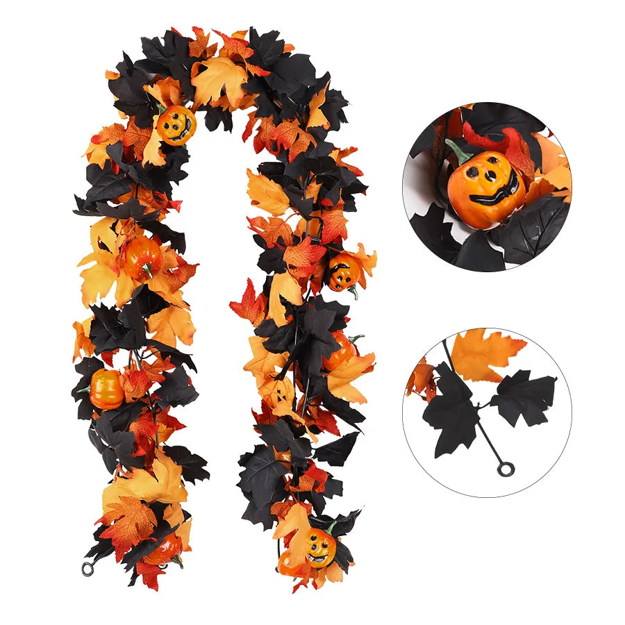 Artificial Autumn Maple Leaf Garland – Halloween & Fall Decor Artificial Leaf Garland Babs 1Pc