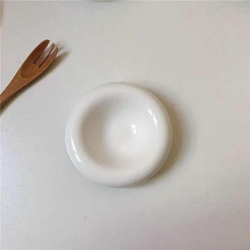Chubby Ceramic Dipping Bowl – White Mini Sauce & Honey Dish Ceramic Dipping Bowl Babs 1pc