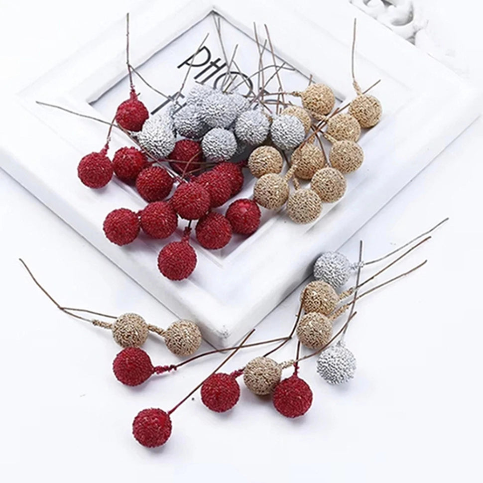 50/100Pcs Foam Cherry Artificial Fruit Stamen Wedding Christmas Decor Artificial Fruit Decor Babs