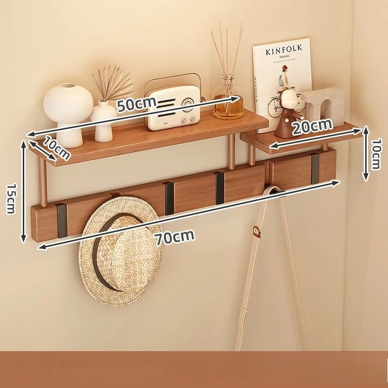 Wall Mounted Bamboo Coat Rack – 7 Hooks, Modern Minimalist Wall Coat Rack Babs 6 Hooks-with Board