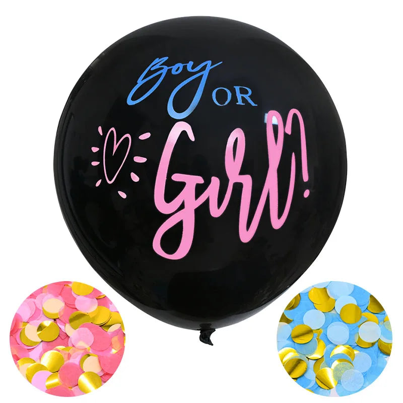 36" Giant Gender Reveal Balloon Set – Blue & Pink Confetti Gender Reveal Balloon Babs Set1 36inch