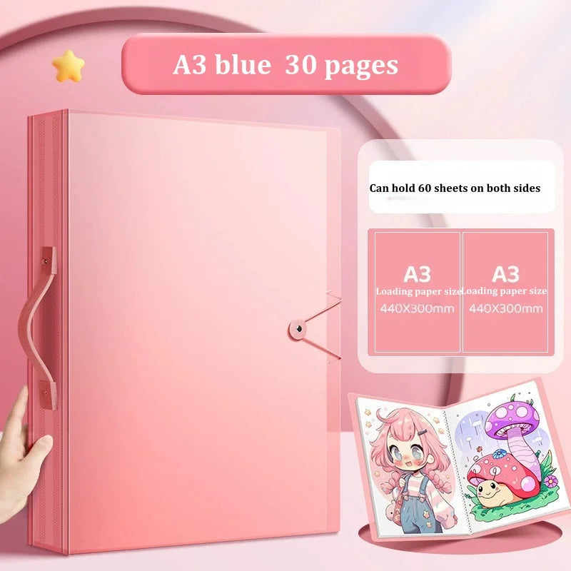 A3 Diamond Painting Storage Book – 30 & 60 Page Clear Folder Art Portfolio Folder Babs A3-30Pages Pink