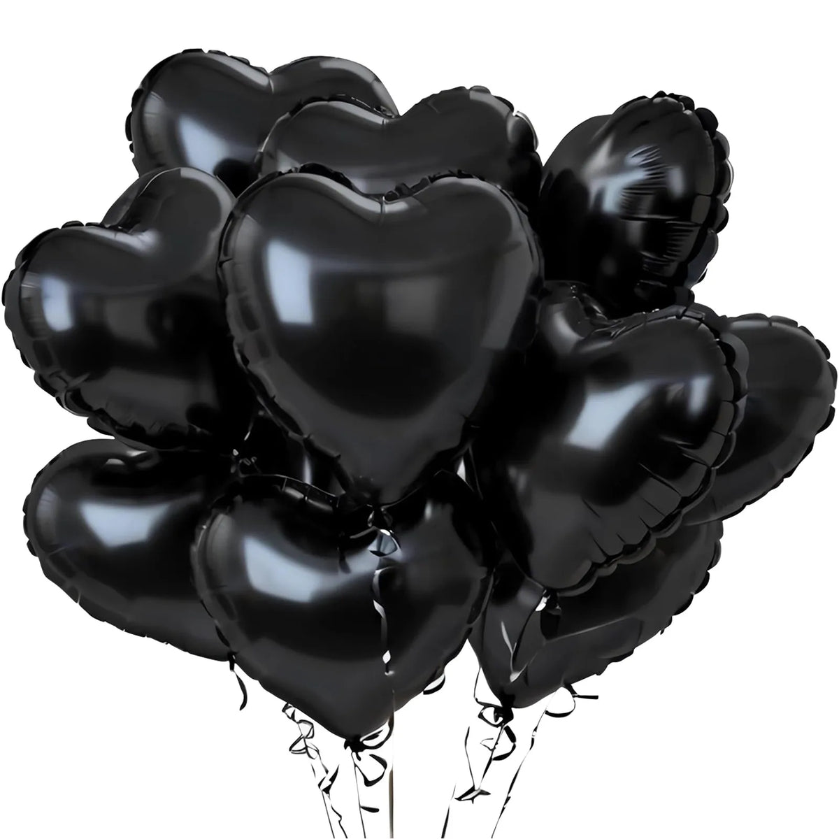 10Pcs 18" Heart Foil Balloons – Wedding & Party Decoration Foil Party Balloons Babs Black