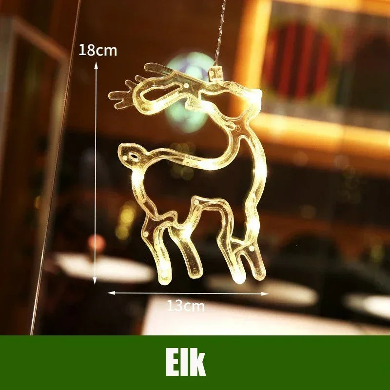 LED Christmas String Lights – Santa Claus Window Suction Cup Christmas String Lights Babs Elk-1pcs
