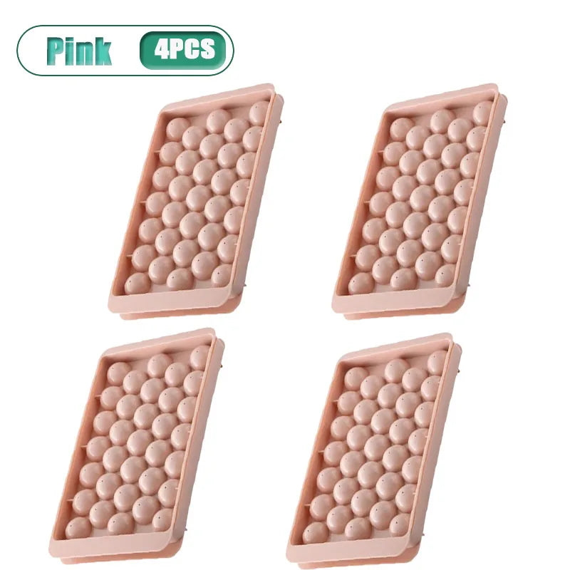 Round Ice Ball Tray | 33-Sphere Food-Grade Silicone Mold Ice Ball Mold Babs Pink-4PCS