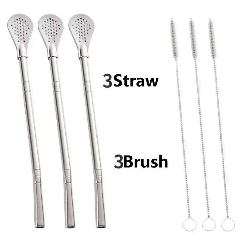 Stainless Steel Yerba Mate Bombilla – Washable Gourd Filter Straw Mate Bombilla Filter Babs (3)-6PCS
