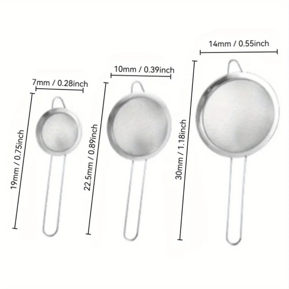 3-Piece Fine Mesh Strainer Set – Stainless Steel Sieve Kitchen Mesh Strainer Babs