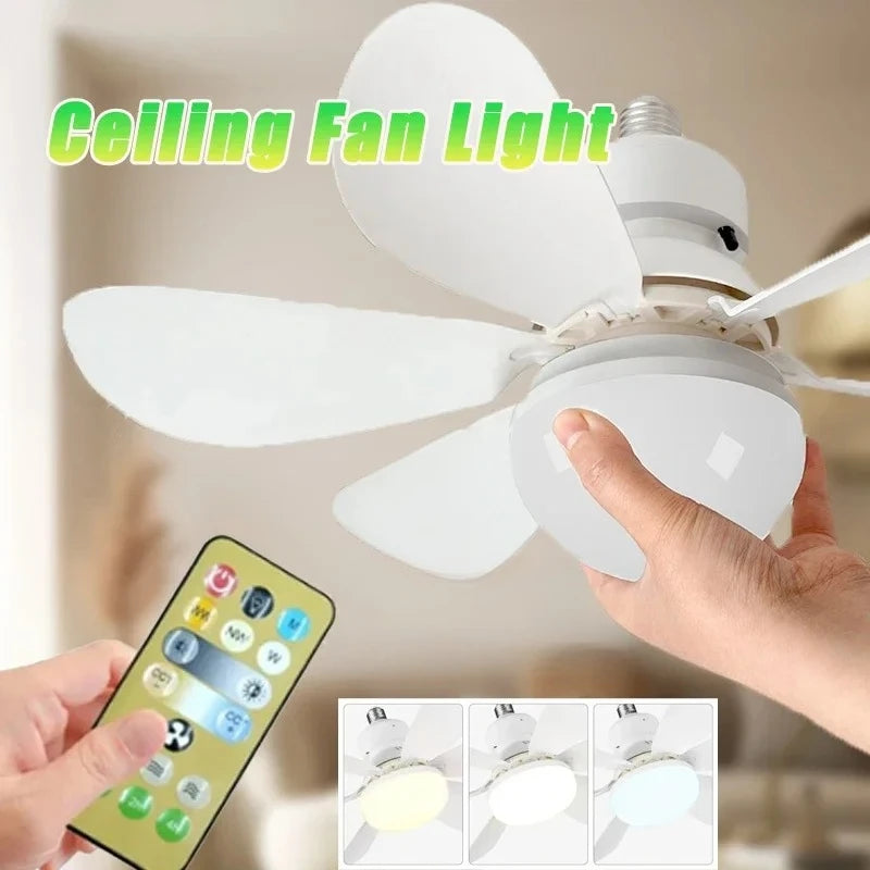 E27 Socket Ceiling Fan with LED Light & Remote | RTONTR Ceiling Fan Light Babs