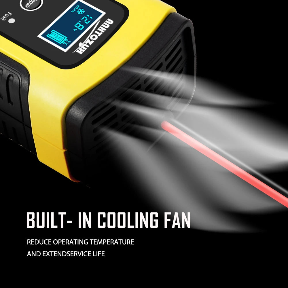 Alasicka 12V 6A Automatic Car Battery Charger | LCD Display Car Battery Charger Babs