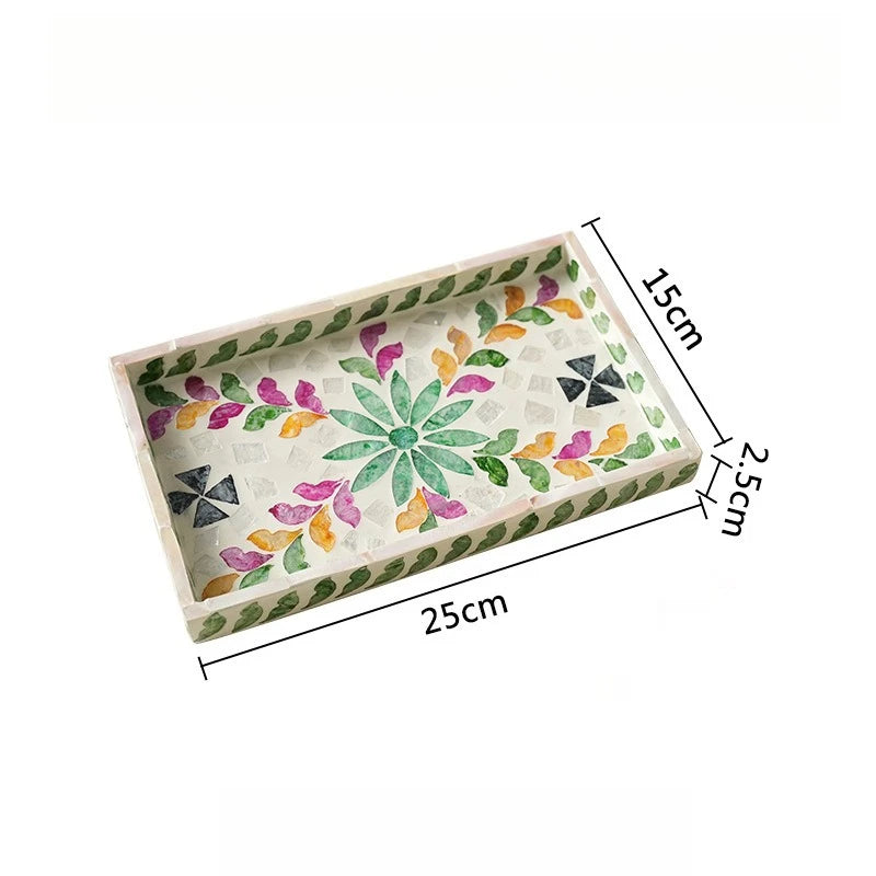 Natural Seashell Decorative Tray – Retro Square Storage Plate Decorative Storage Tray Babs Colorful