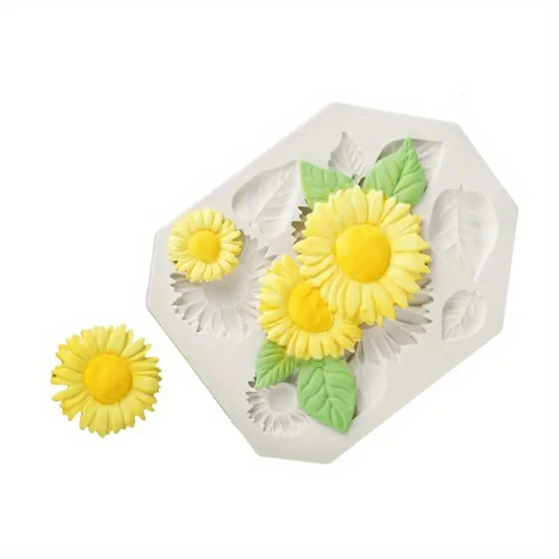 Sunflower Silicone Fondant Mold – Flower & Leaf Cake Decor Silicone Fondant Mold Babs