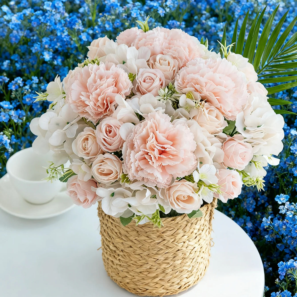 Silk Artificial Carnation Rose Bouquet for Wedding & Home Decor Artificial Flower Bouquet Babs