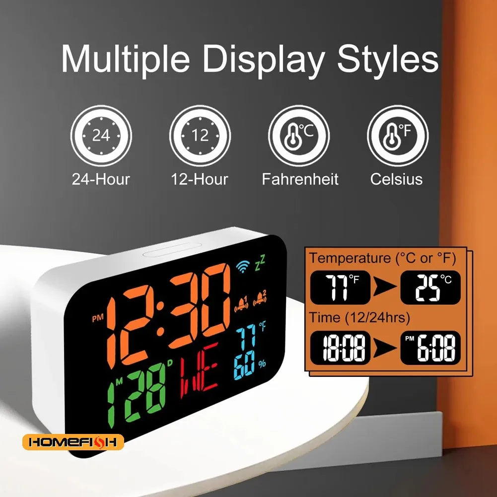 Tuya WiFi Smart Clock – LED Thermometer & Hygrometer Display Smart WiFi Clock Babs