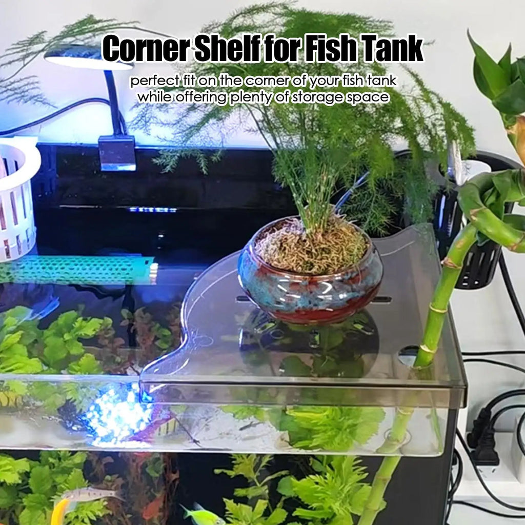 Aquarium Corner Storage Rack – No-Punch Fish Tank Plant Shelf Aquarium Corner Shelf Babs