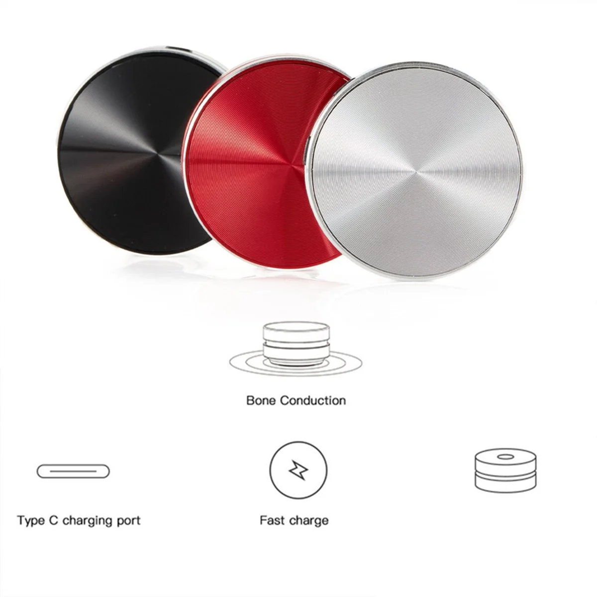 Portable Bone Conduction Bluetooth Speaker – Stereo Silver Bluetooth Speaker Babs