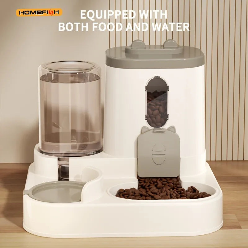 2-in-1 Automatic Cat Food & Water Dispenser Combo Automatic Pet Feeder Babs