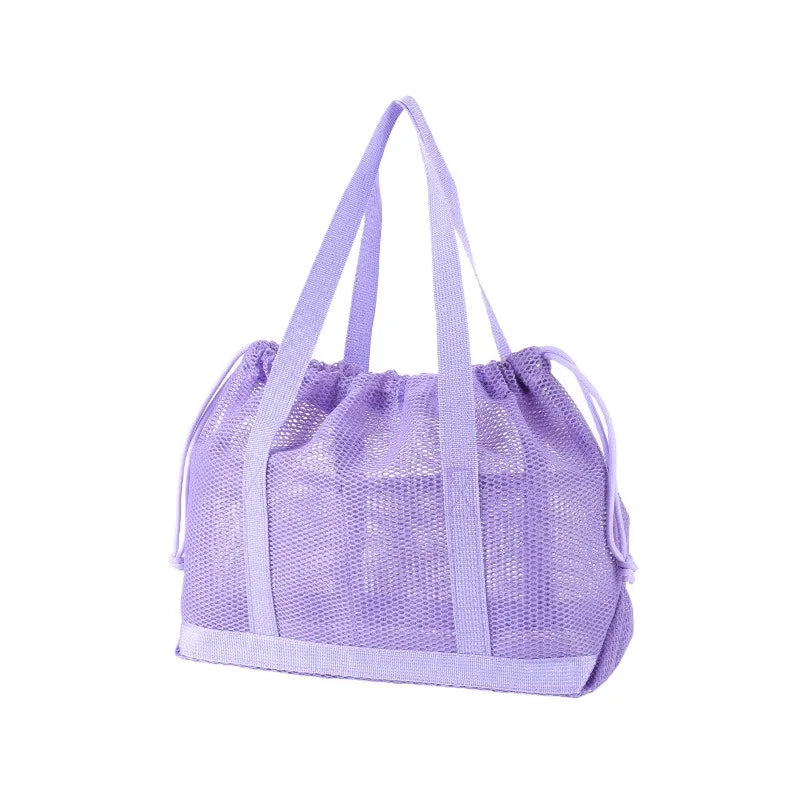 Mesh Beach Bag Drawstring Tote – Foldable Travel Storage Bag Mesh Tote Bag Babs