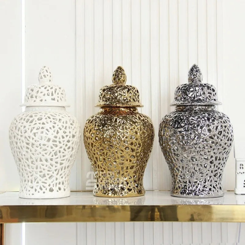 Modern Ceramic Hollow Vase – Luxury Home Table Decoration Decorative Ceramic Vase Babs