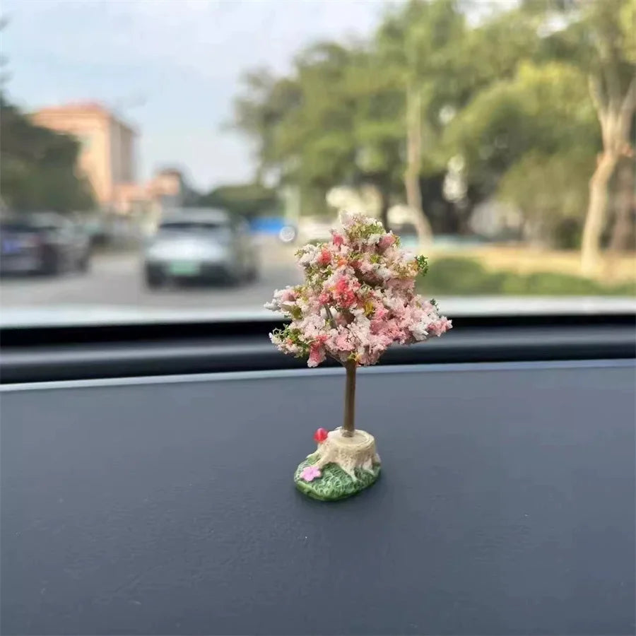 4pcs Mini Artificial Flower Tree Car Dashboard Decorations Car Dashboard Decor Babs