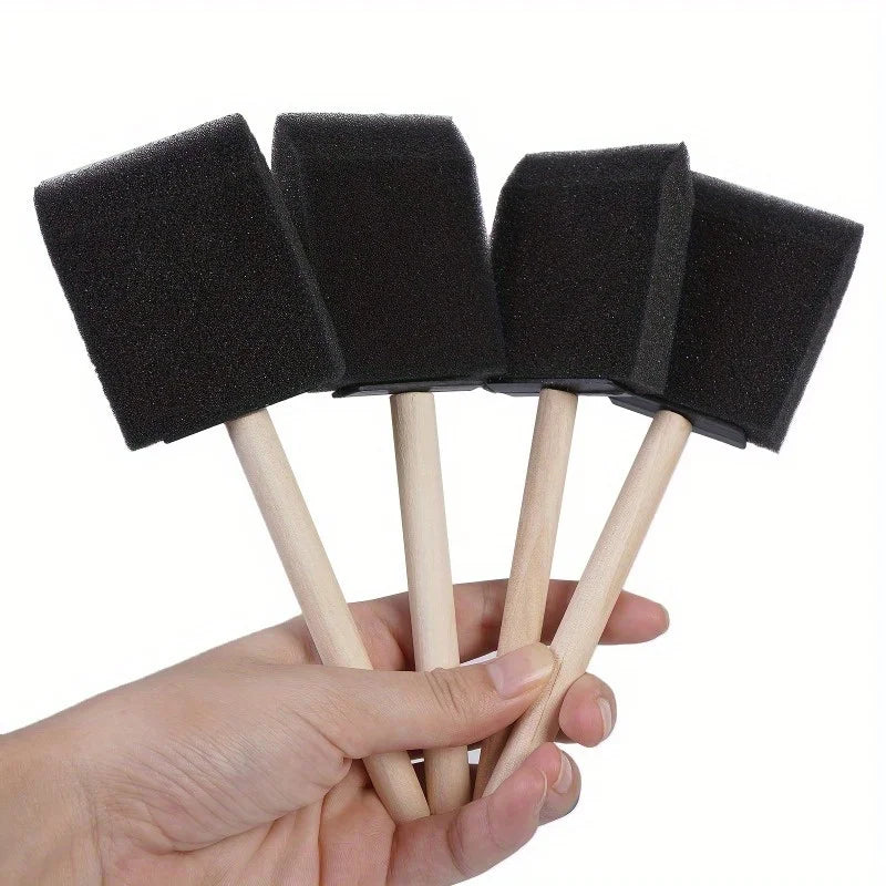Assorted Foam Brush Set – Wood Handle for Acrylics & Crafts Foam Paint Brush Set Babs