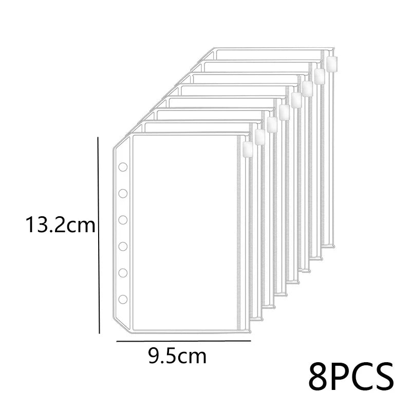 8PCS Zipper Binder Pocket Envelopes A5 A6 A7 Budget Organizer Binder Pocket Envelopes Babs A