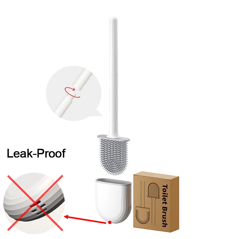 Silicone Wall-Mounted Toilet Brush Set – Quick-Dry & Hygienic Toilet Brush Set Babs Leak Proof White