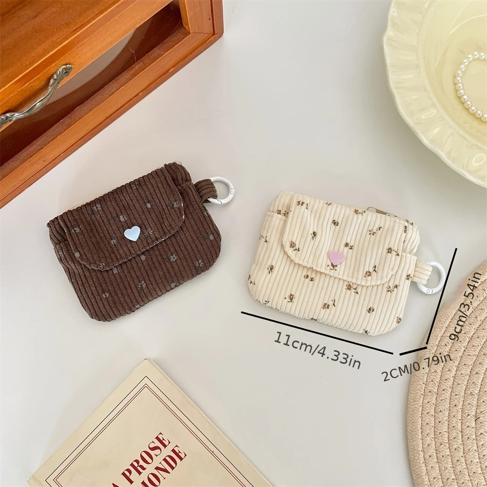 Corduroy Coin Purse Women's Zipper Wallet & Card Holder Coin Purse Wallet Babs