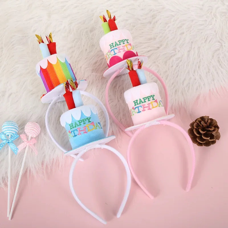 10pcs Birthday Cake Headband Crowns – Pink White Blue Party Set Party Headband Set Babs