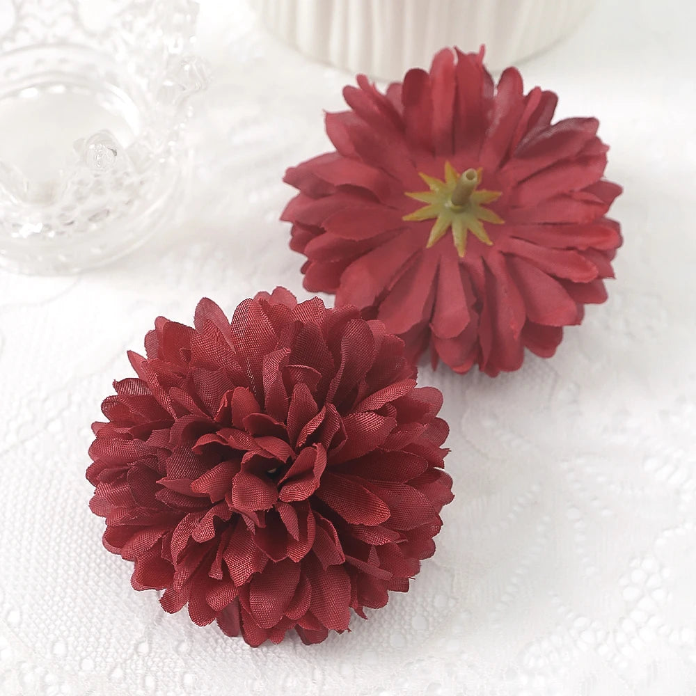 10 Pcs Orange Silk Chrysanthemum Artificial Flower Heads Decor Artificial Flower Heads Babs Black Red 10Pcs