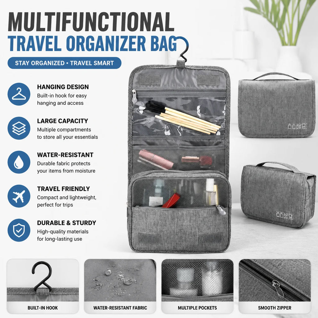 Waterproof Hanging Toiletry Bag – Travel Organizer for Men & Women Hanging Toiletry Bag Babs