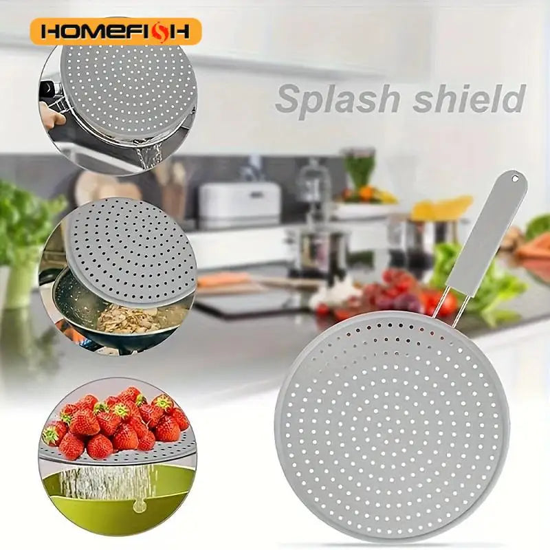 Silicone Splatter Screen with Handle – Heat-Resistant Pan Lid Splatter Screen Babs
