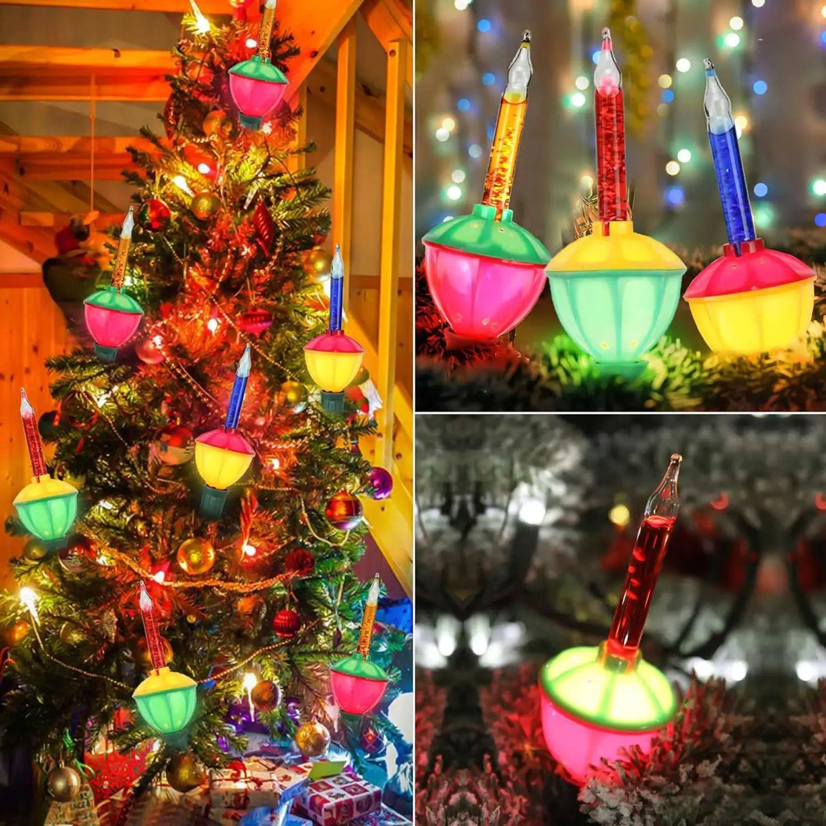 3-Pack Bubble Light Replacement Bulbs – Multi-Color C7/E12 Christmas Light Bulbs Babs
