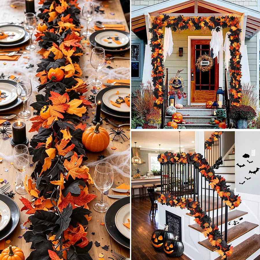 Artificial Autumn Maple Leaf Garland – Halloween & Fall Decor Artificial Leaf Garland Babs