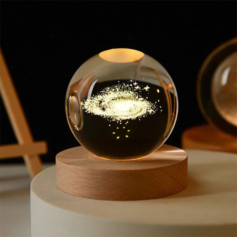 Saturn 3D Crystal Sphere Lamp – 6CM Galaxy Glass Ball Décor Decorative Sphere Lamp Babs