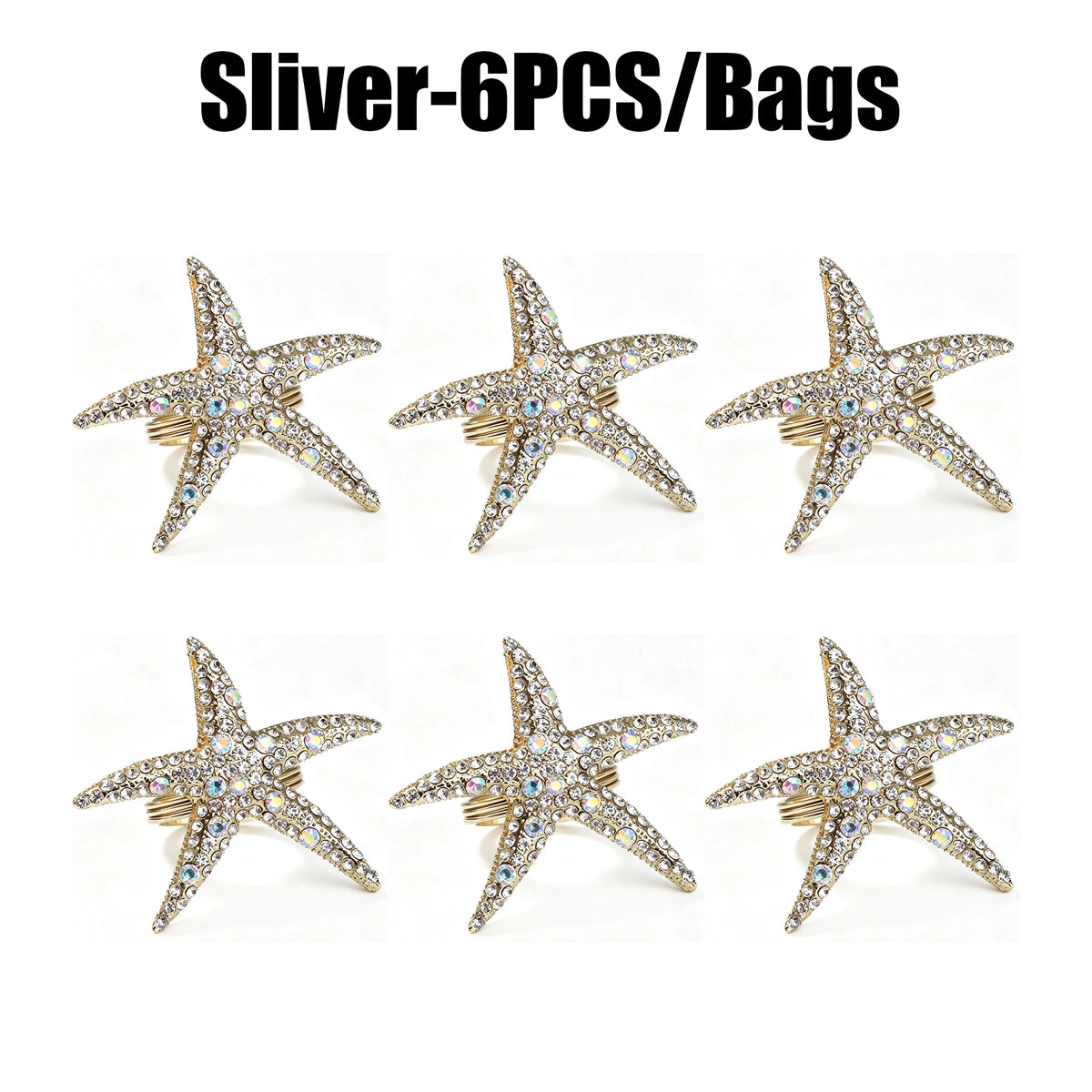Starfish Seashell Napkin Rings – Beach Wedding Table Decor Napkin Rings Babs 6PCS
