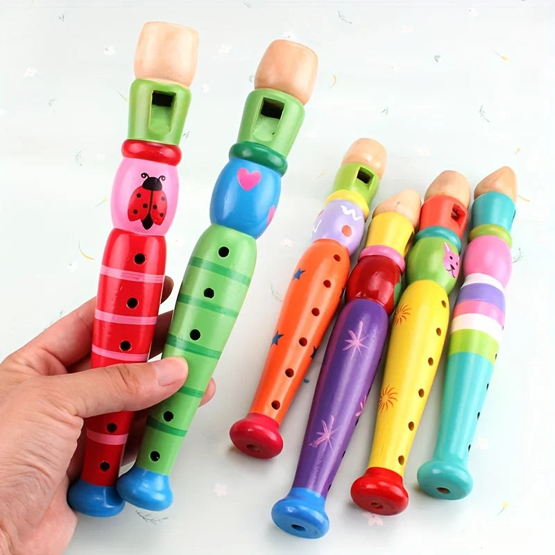 Wooden Cartoon Flute for Beginners – 6-Hole Music Gift Wooden Beginner Flute Babs