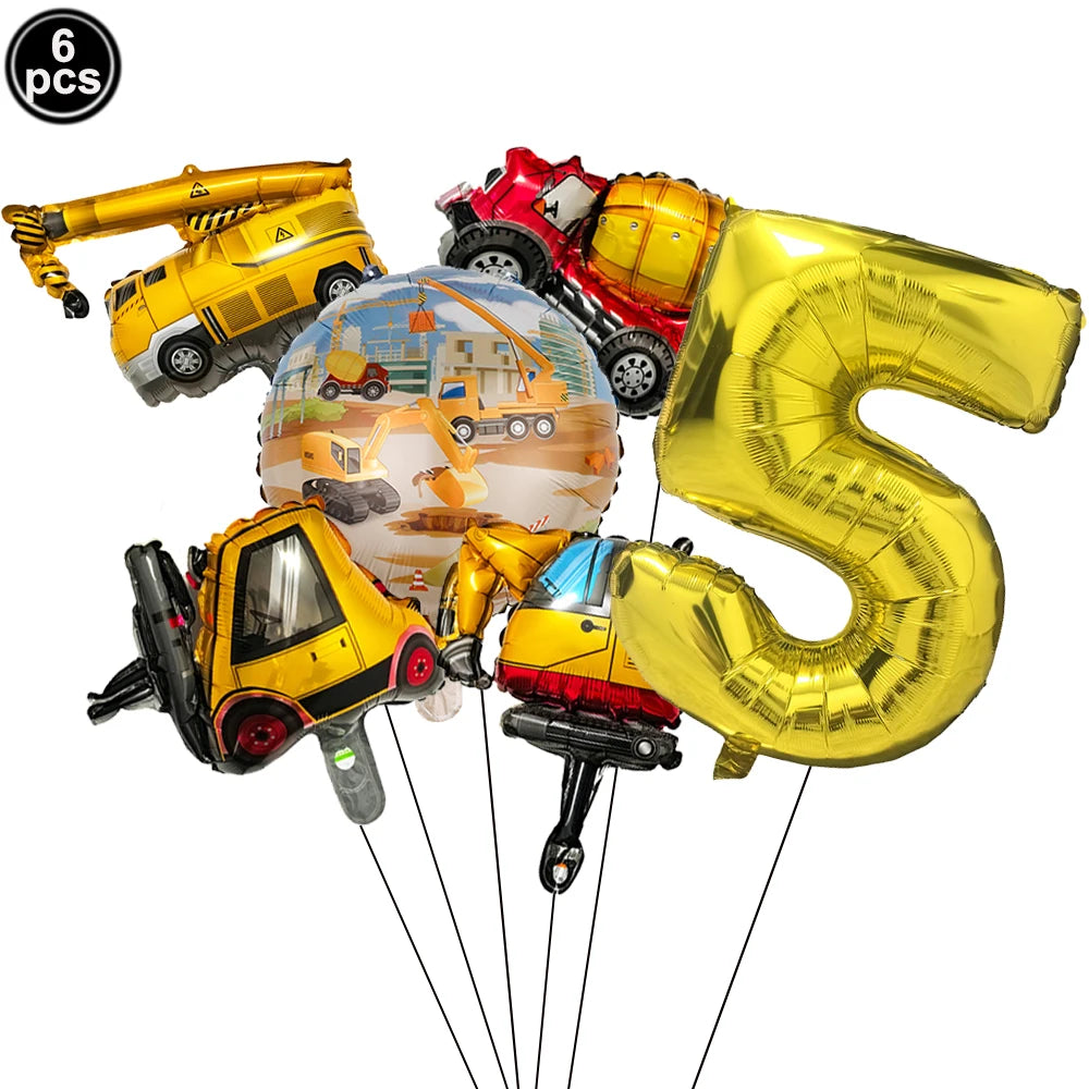 Construction Party Balloons – Excavator Dump Truck Boys Decor
