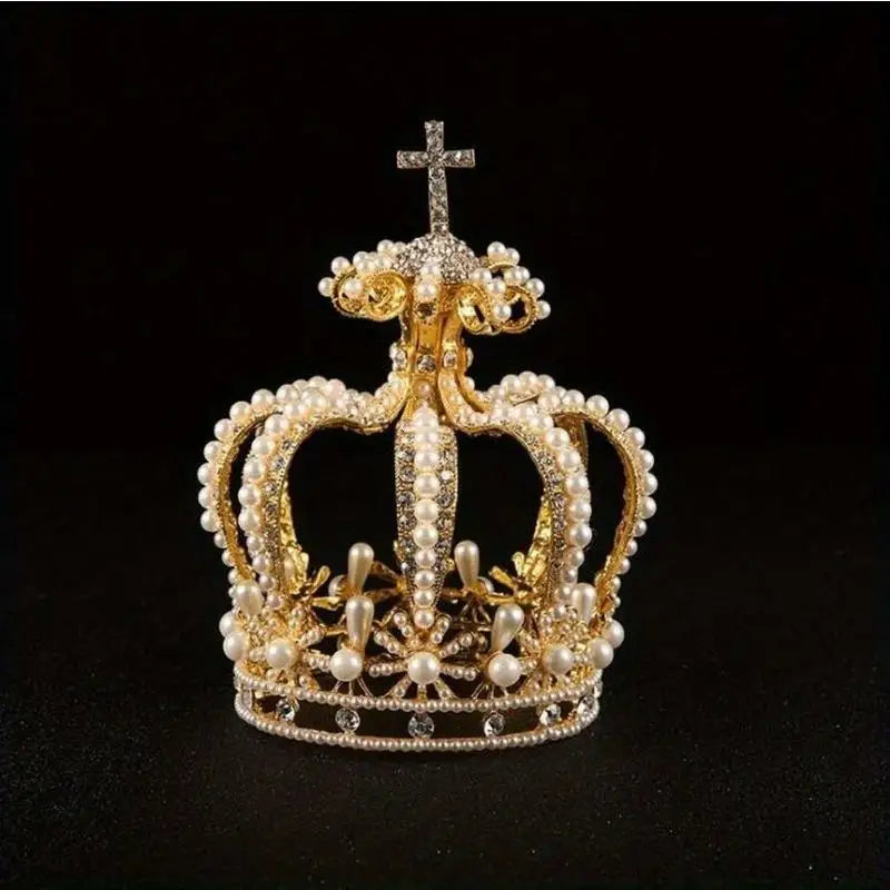 Crystal Pearl Baroque Bridal Tiara | Wedding Crown Accessory Bridal Tiara Crown Babs gold