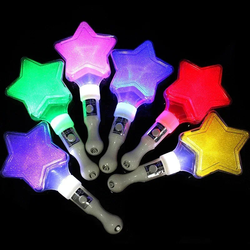 12pcs Star Flashing Glow Wands – Concert & Party Cheering Props Glow Party Wands Babs