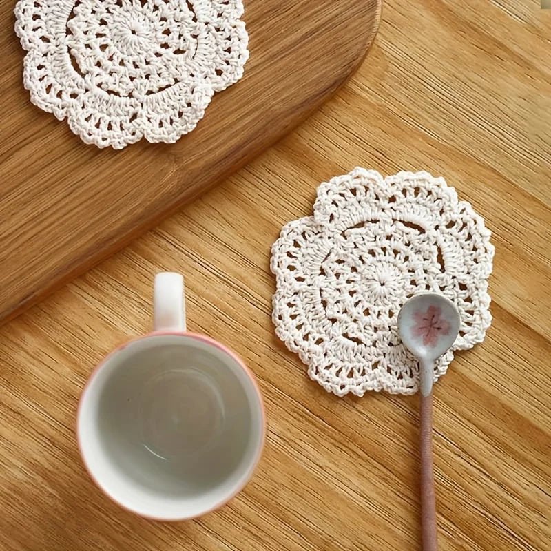 5pcs Vintage Floral Crochet Coasters – Home, Kitchen & Bar Crochet Coasters Babs
