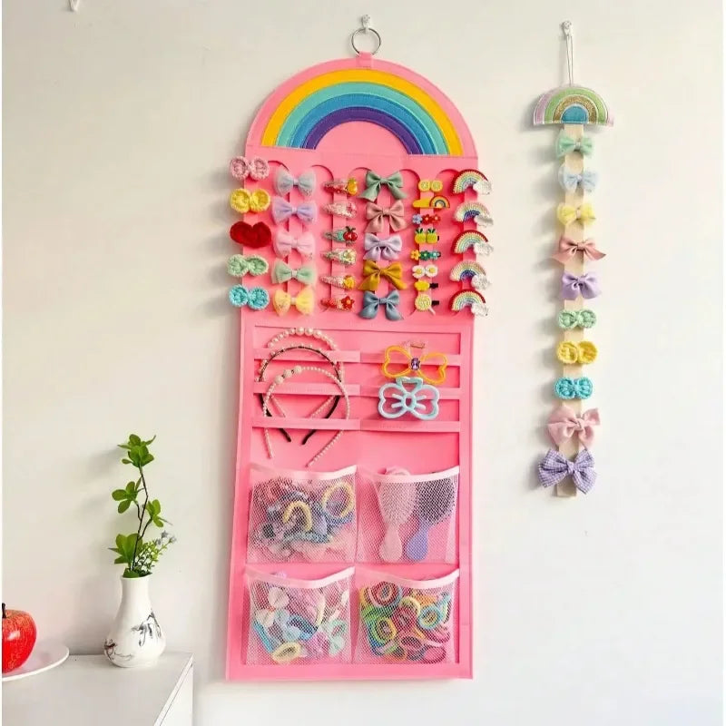 Kids Hair Clips & Bows Wall Hanging Organizer Storage Pouch Hair Accessories Organizer Babs