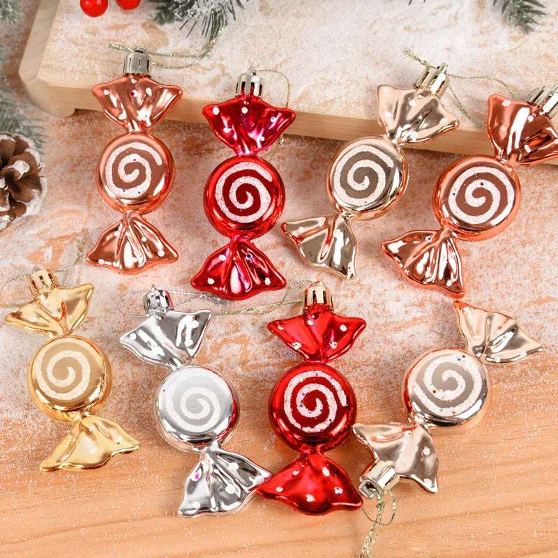 6-Piece Christmas Candy Tree Ornaments Set – Holiday Pendants Christmas Tree Ornaments Babs