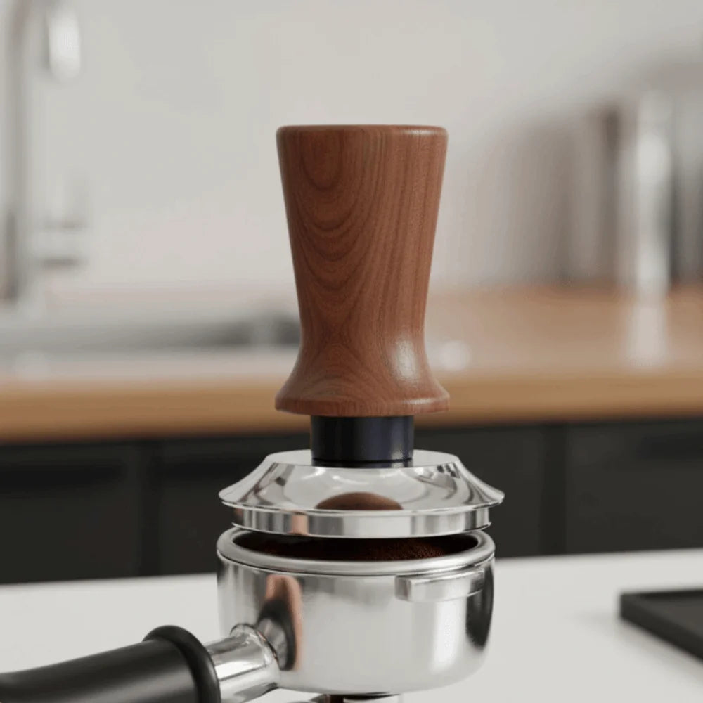 51/53/58MM Coffee Tamper – Wood Handle & Spring Leveler Coffee Tamper Babs
