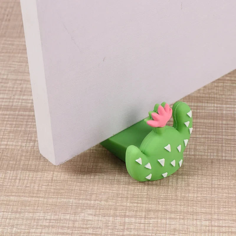 Floor Door Stopper – Anti-Slam No-Drill PU Rubber Wedge Floor Door Stopper Babs green cactus