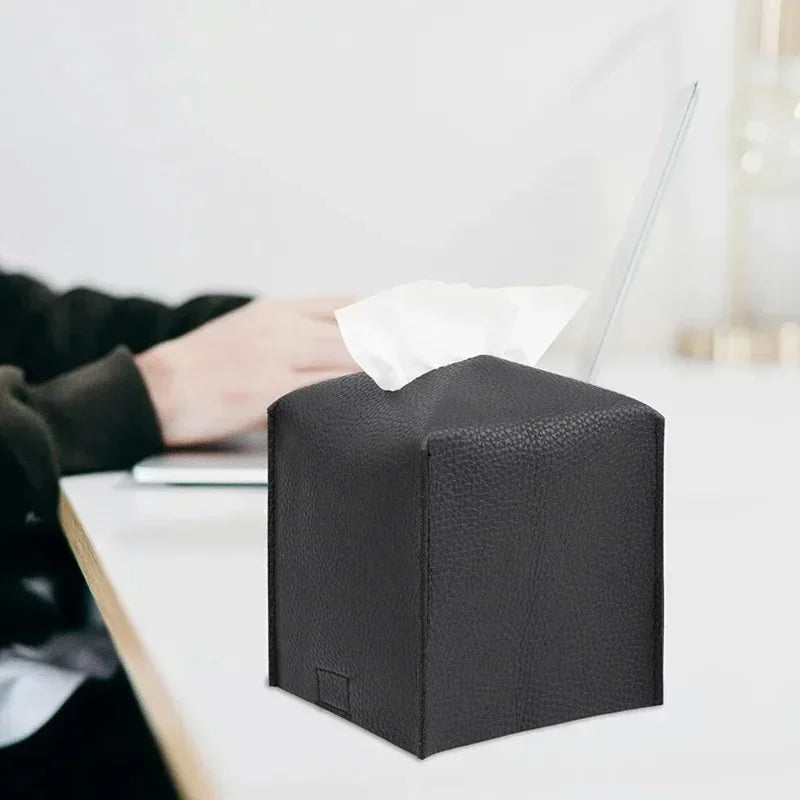 PU Leather Square Tissue Box Holder – Modern Decorative Cover Tissue Box Holder Babs