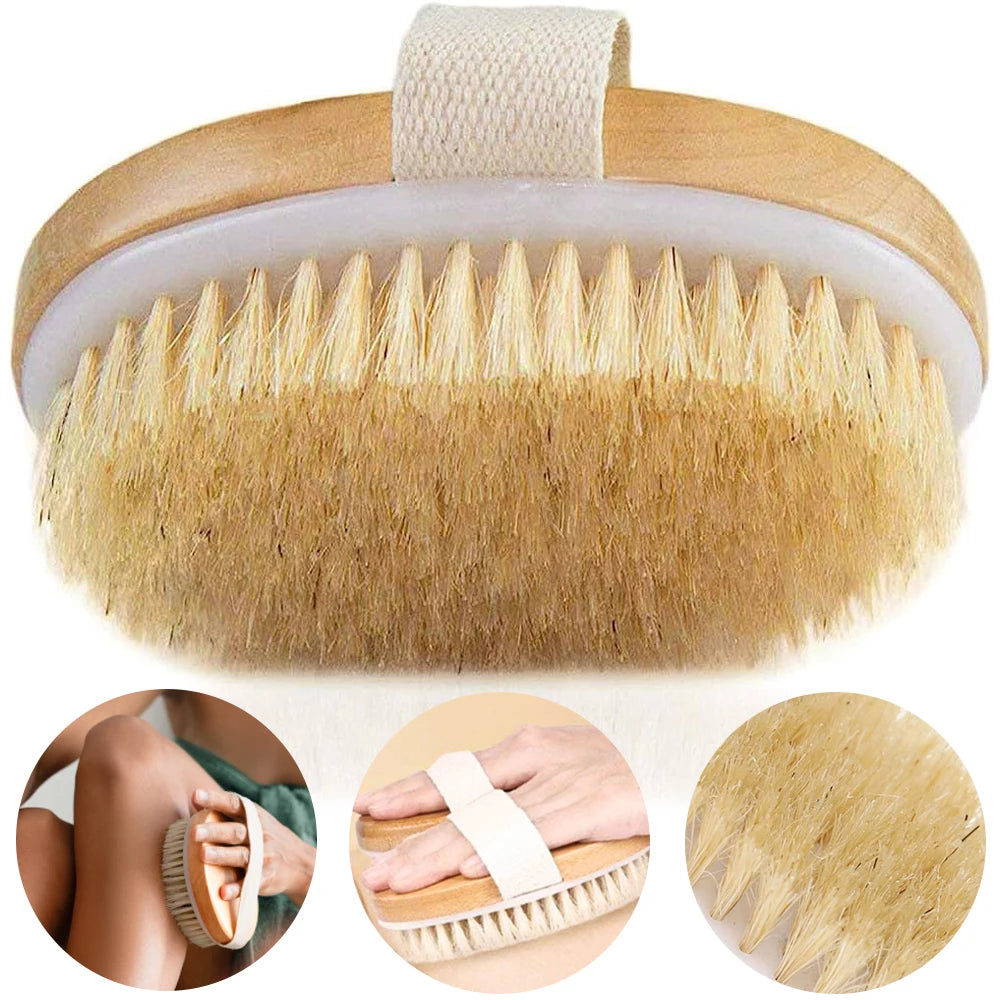 Portable Natural Bristle Exfoliating Bath Brush & Body Scrubber Body Exfoliating Brush Babs