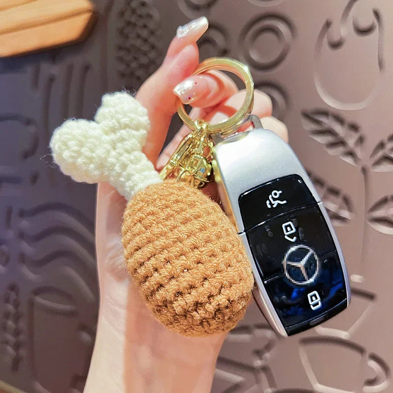 Cute Knit Keychain Charms – Handmade Burger & Ice Cream Pendants Knit Keychain Charm Babs