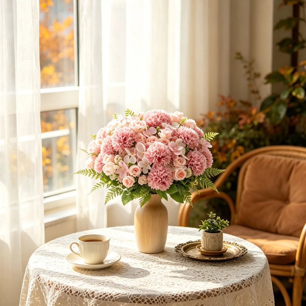Silk Chrysanthemum Rose Artificial Flowers – Wedding & Home Décor Artificial Flower Bouquet Babs